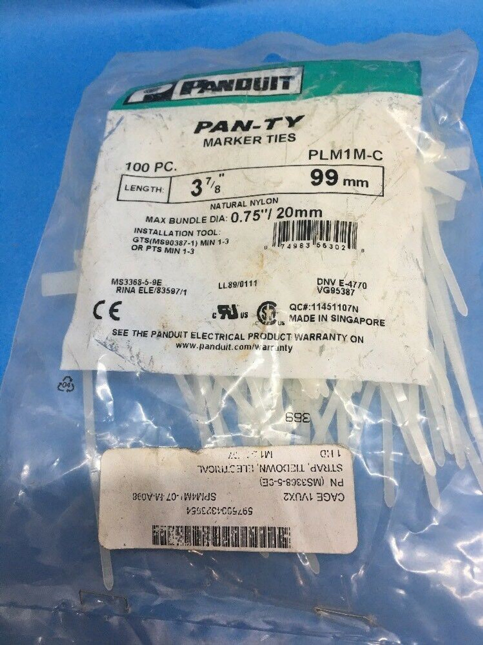 Electrical Component Tiedown Strap PLM1M-C Panduit Lot of 100