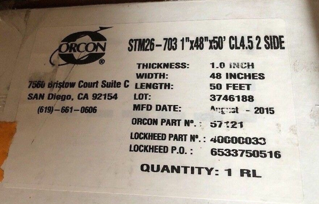 Insulation Blanket STM26-703 57121 Orcon Vinyl Coated Nylon Fabric 1"x 48"x 50ft