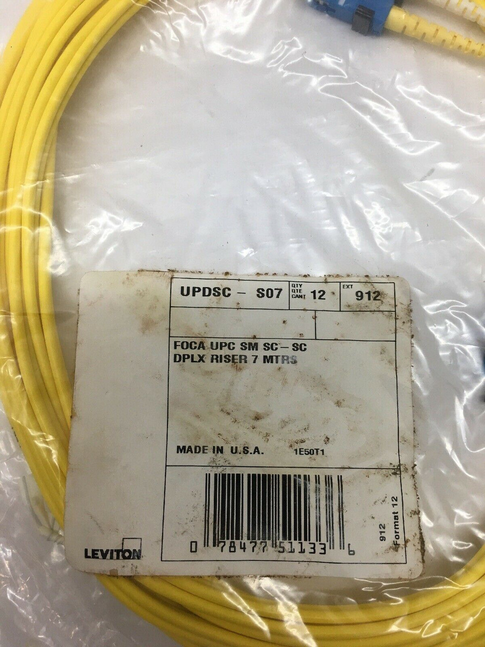 7-Meter Fiber Optic Cable Assembly UPDSC-S07 Leviton UPC SM SC-SC Duplex Riser