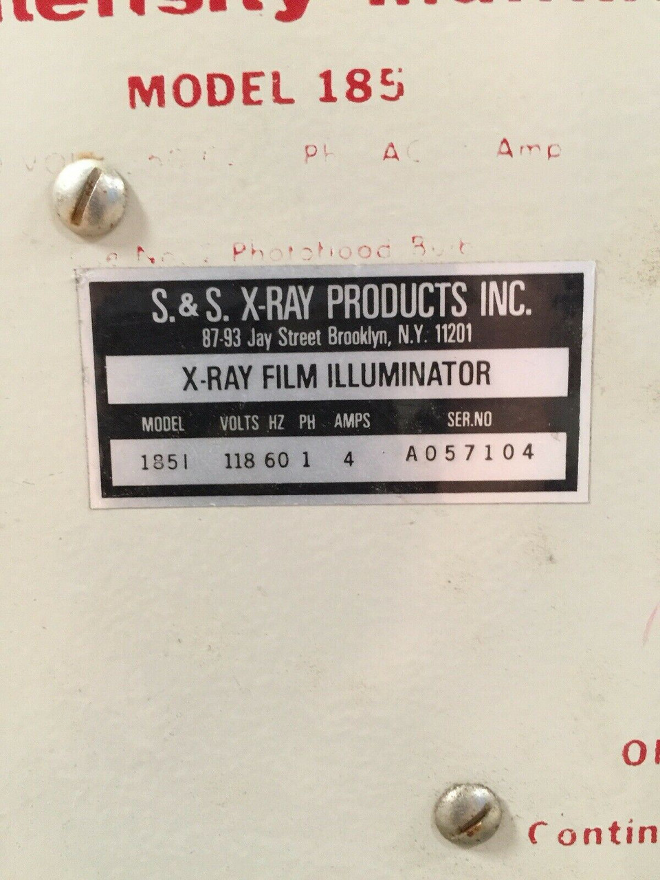 X-Ray Film Illuminator Model 185 S.&S. X-ray Products