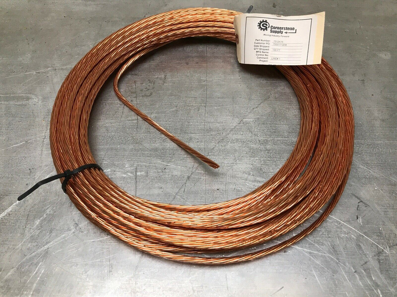 4 AWG 7 Strand Bare Copper Grounding Wire 100ft. 7512K75 Cornerstone Supply