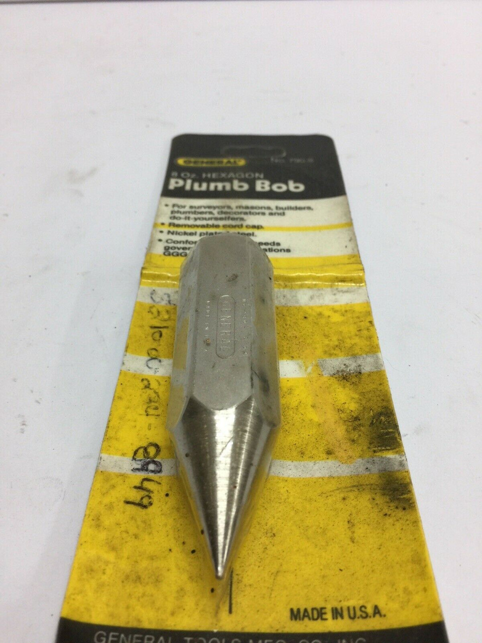 Plumb Bob No. 790-8 General Tools Weight 8 oz. Hexagon Steel