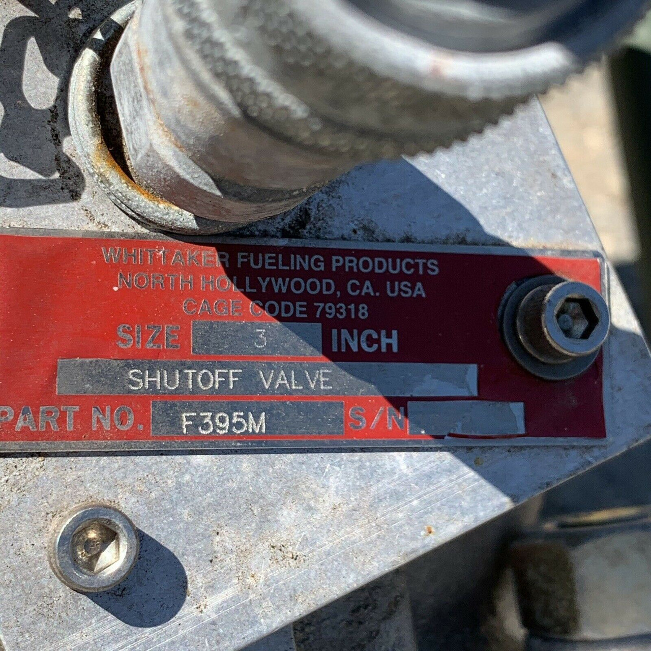 Shutoff Valve F395M Whittaker 3" Heavy Duty