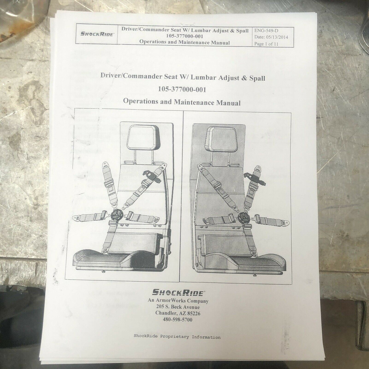 ShockRide Commander Seat w/ Lumbar Adjust & Spall Liner Bracket, Vehicular Seat 