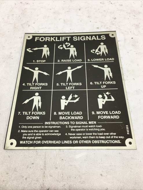Forklift Signals Identification Plate P40303