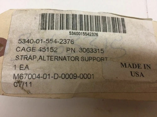 Alternator Support Retaining Strap 3063315 Oshkosh Steel Green