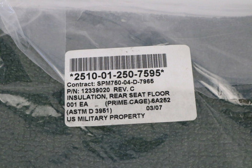 Humvee Rear Seat Box Floor Vehicular Insulation Mat 12339020 Rev. C Hmmwv 1 Pair