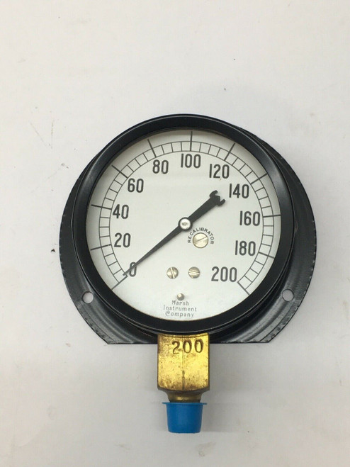 Dial-Indicating Pressure Gauge H1254 Marsh Instrument, Steel 0-200 PSI Gage