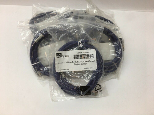 3 m. RJ45 Cat 5e Cable (Lot of 9) 490-0354-001 Net Optics Purple, Straight-thru