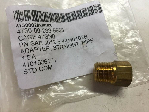 Pipe to Tube Straight Adapter SAE J512 5-4 040102B Copper 15 Each