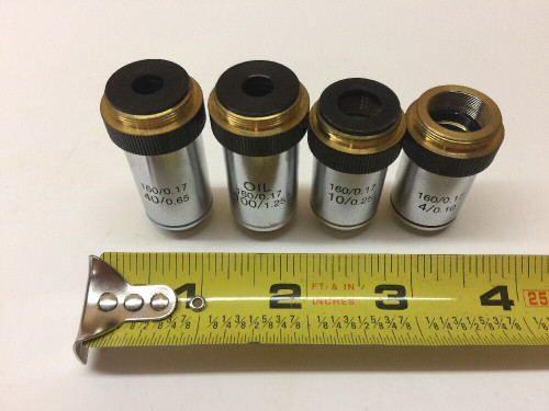 Cambridge Instruments Microscope Objective Set 160/0.17 Lot of 4
