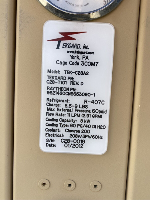 LCU Liquid Chiller Unit TEK-C28A2 C28-T101 Rev.D Tekgard 208V, 3Phase, 60Hz