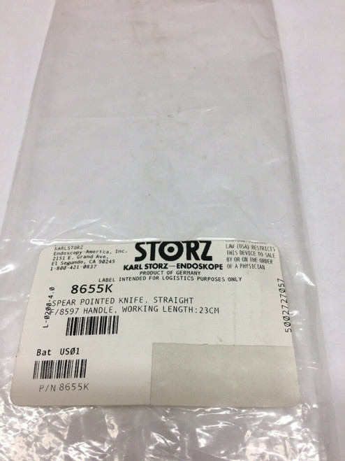 Spear Pointes Knife 8655K Karl Storz Straight F/8597 Handle, WL: 23 cm