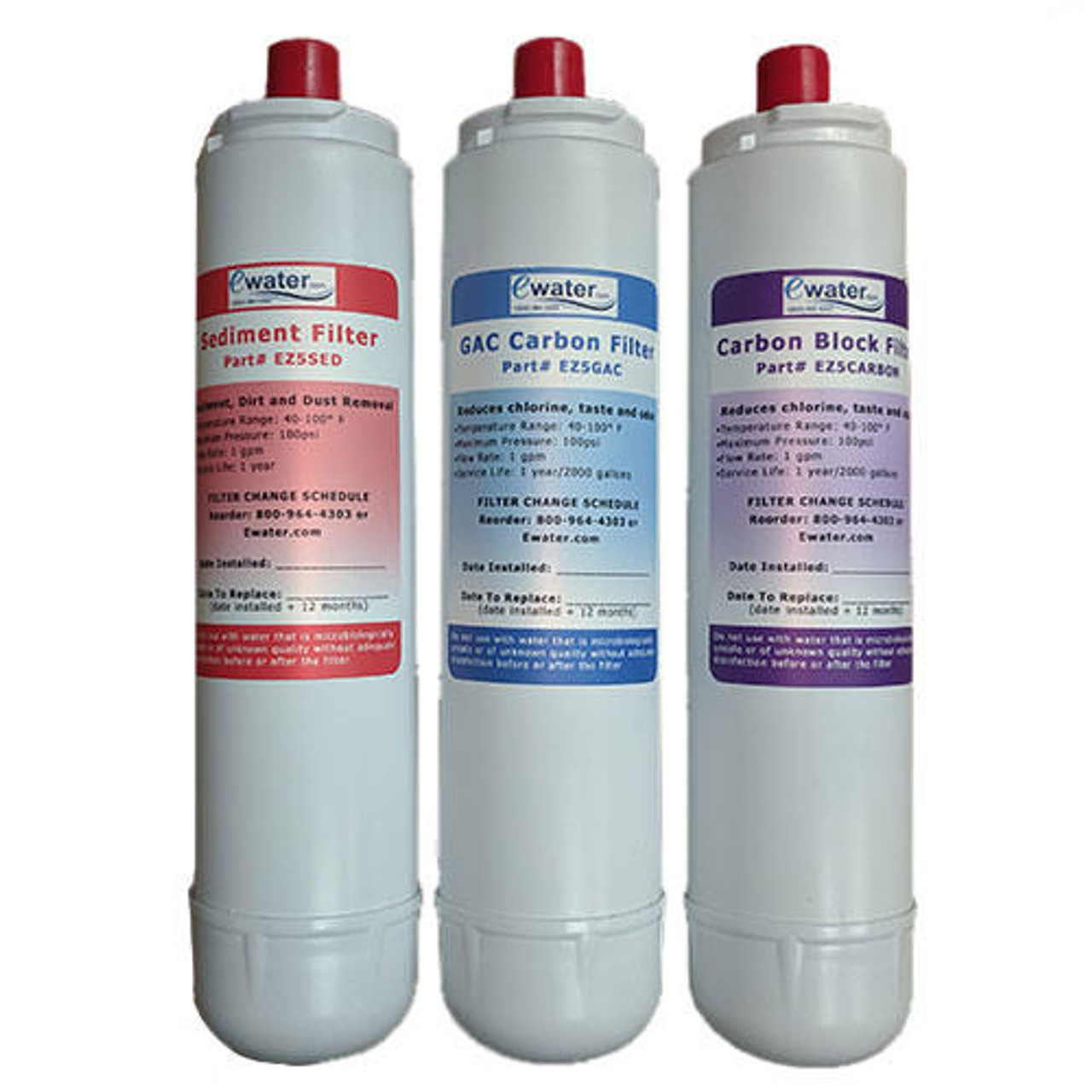 Under Counter Reverse Osmosis Unit Yearly Replacement 3 Pack for SQC4 filter system eWater