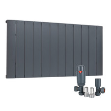 Radiator Anthracite Aluminium Single Horizontal 600 x 1135mm with Angled TRV Set Radiator Anthracite Aluminium Single Horizontal 600 x 1135mm with Angled TRV Set