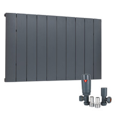 Radiator Anthracite Aluminium Single Horizontal 600 x 945mm with Angled TRV Set Radiator Anthracite Aluminium Single Horizontal 600 x 945mm with Angled TRV Set