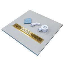 Linear Wetroom Shower Tray with Gold Grate