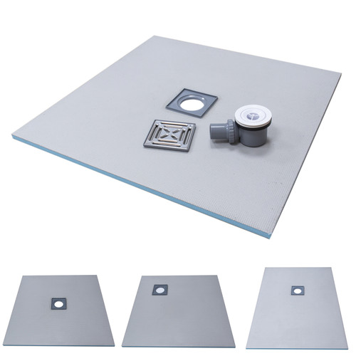 Square Drain Wetroom Shower Tray Tile On Waste & Choice of Drain Position