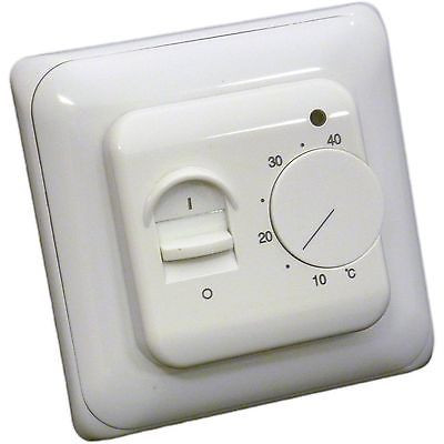 White Manual Thermostat with Air Sensor for Central Heating or Underfloor Hea...