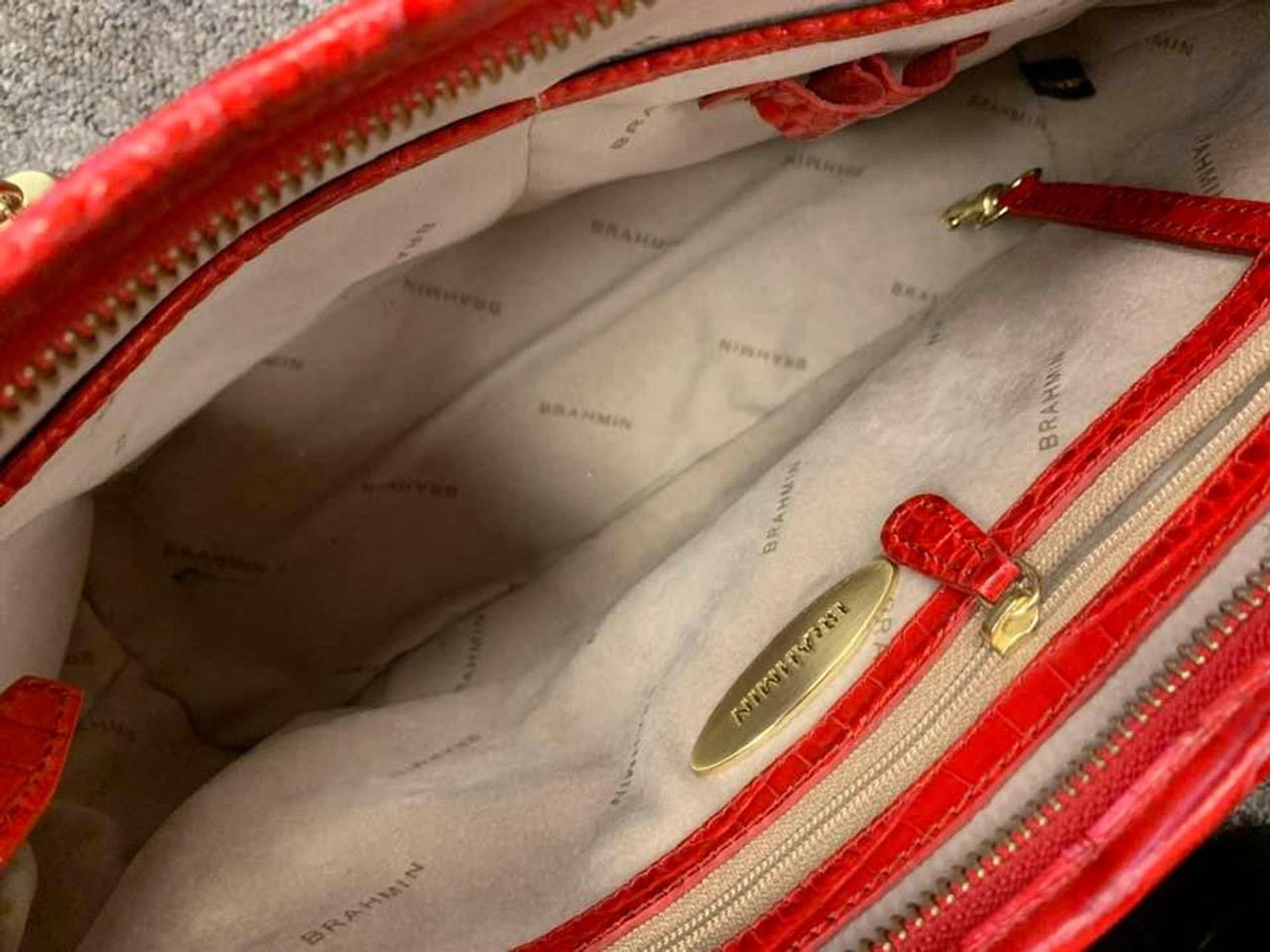 Brahmin Savoy Handbag Red Croc Campari Rendezvous