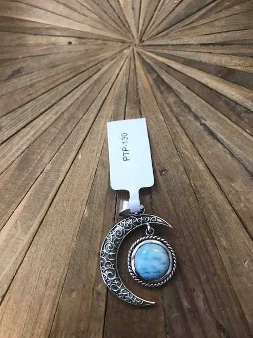 Moon Larimar (Grade AAA) and Sterling Silver Pendant