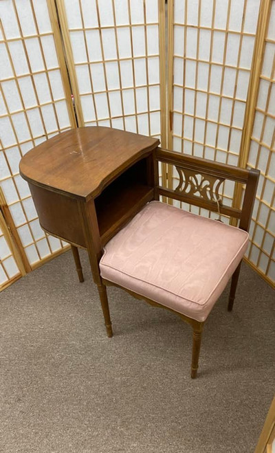 Vintage 1940s/1950s Phone Table and Gossip Bench