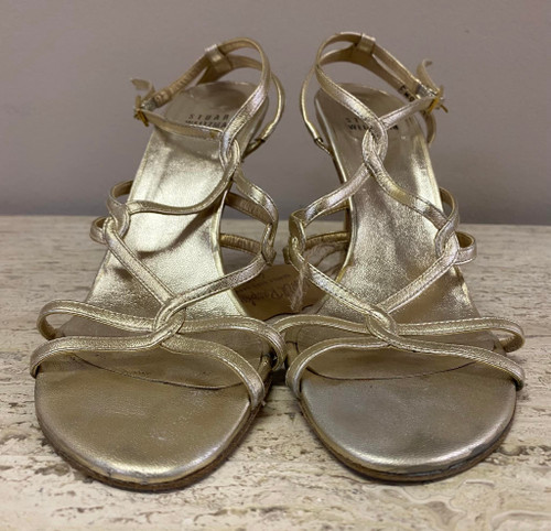 Stuart Weitzman Gold Metallic Sandal, Size 7 1/2