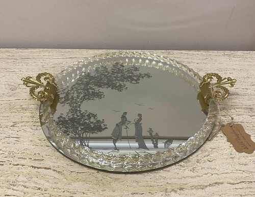 Barovier Regency Etched Mirror and Murano Glass Tray