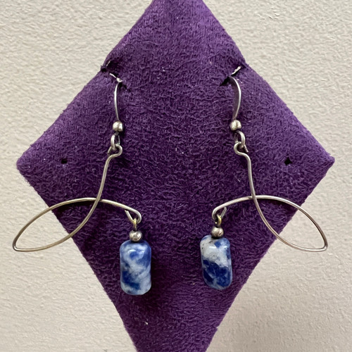 Artisan Sterling Silver and Sodalite Earrings by Kerry Lennon