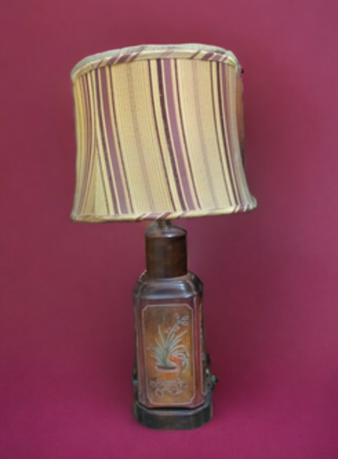 Vintage Frederick Cooper Asian Style Wood Table Lamp with Original Shade