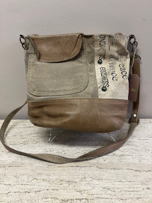 SOLD! Peace and Patience Upcycled Canvas Handbag