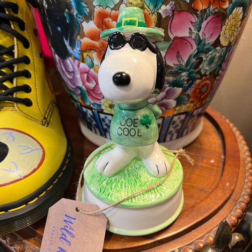 Peanuts Snoopy Joe Cool St. Patrick's Day Ceramic Music Box