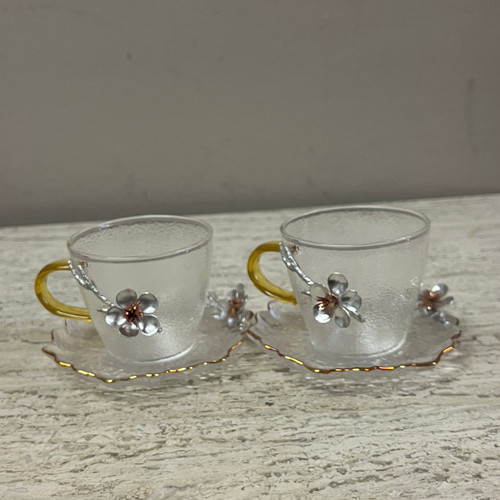 Plum Flower Tea Cups and Saucers