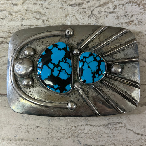 Vintage Turquoise Belt Buckle by Montana Silversmiths