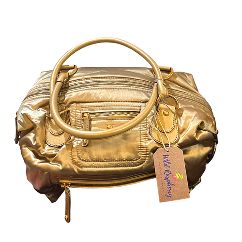 Genuine Leather Gold Satin Bowling Bag/Shoulder Bag by Tods