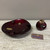 Vintage Mid-Century Modern Hypnotic Red Ashtray and Lighter with Embedded Coins