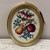 Vintage fruit, raspberry, blueberry, pear and apple needlepoint in a gorgeous gold metallic oval frame