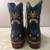 Cowgirl Boots Embroidered in Blue and Tan by Dan Post, Size 8