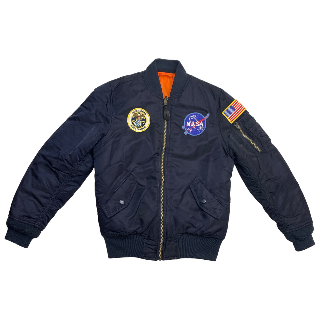 アルファインダストリー40016 NAVY N12-Alpha Industries, 10-12Y/YM, l/s poly NASA Bomber Jacket Coat