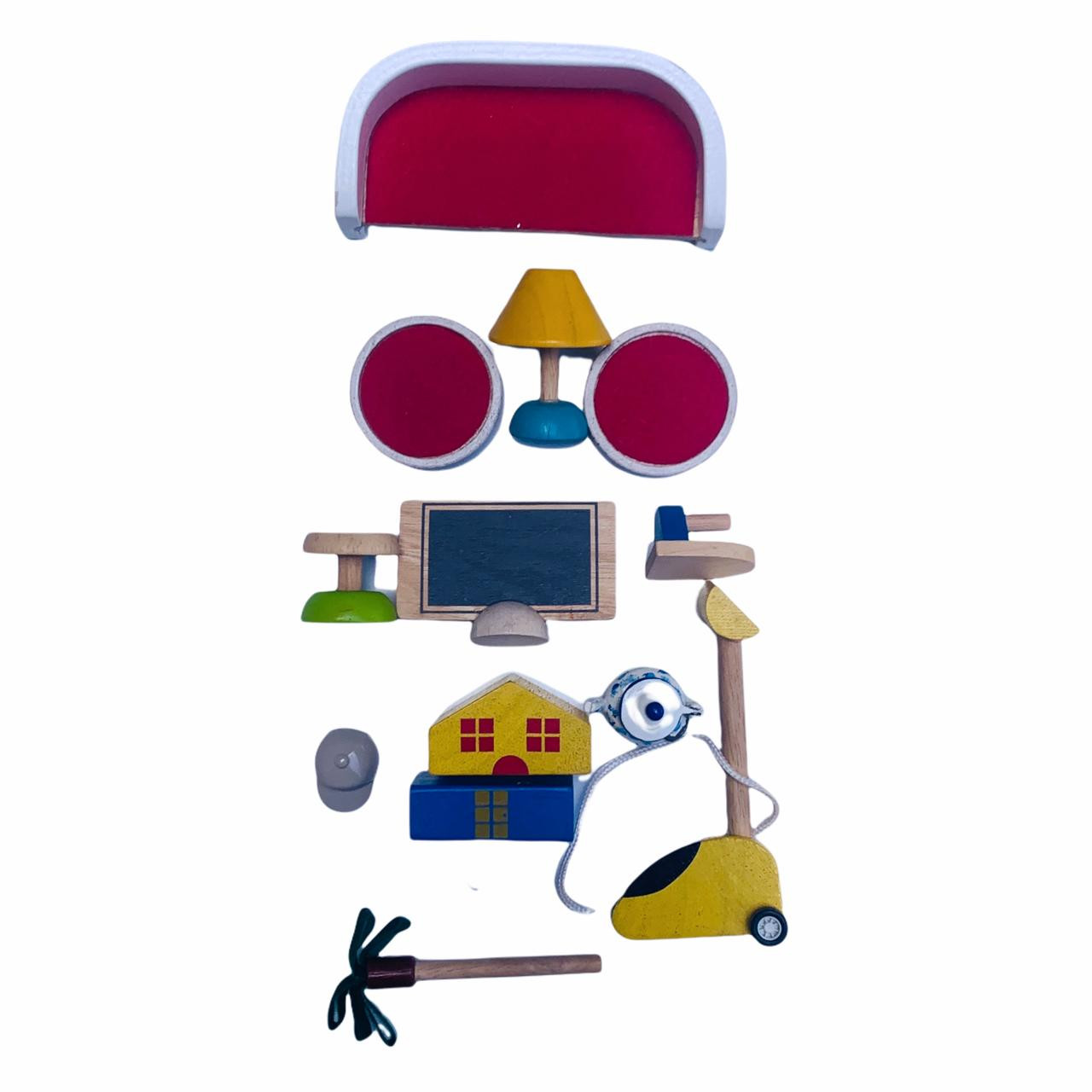 Plan Toys, wooden pc Chalet Dollhouse with Furniture and