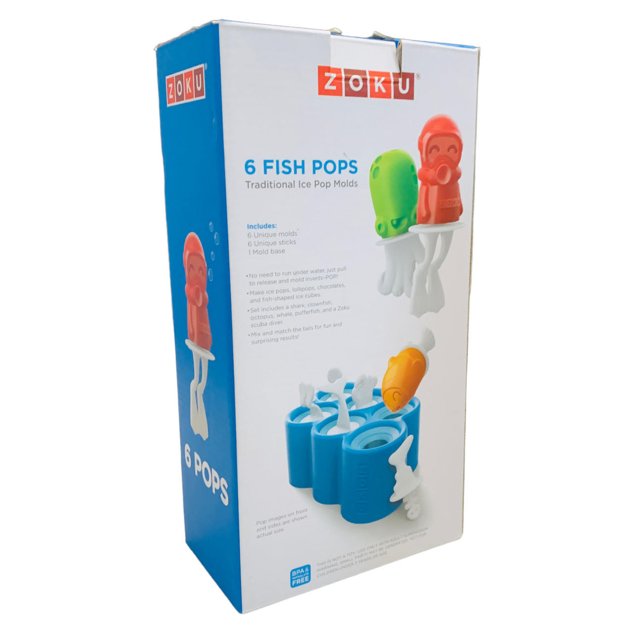 Zoku, Fish Pop Molds 6 Silicone Popsicle Molds - Thread