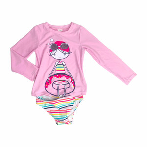 Pink/Multi Stripes Girl Floatie, front Pink/Multi Stripes Girl Floatie, front