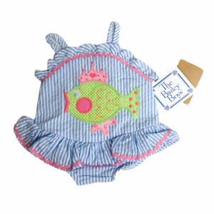 NEW Blue Seersucker Fish, front NEW Blue Seersucker Fish, front