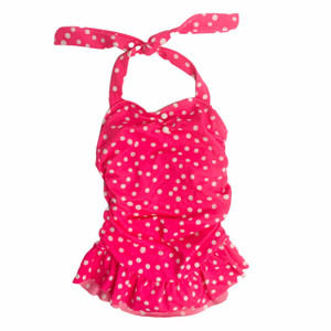 Pink/White Dots Ruched, front Pink/White Dots Ruched, front