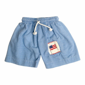 Blue Gingham USA Flag, front Blue Gingham USA Flag, front