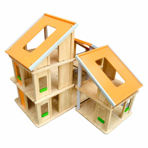 Plan Toys, wooden 3 pc Chalet Dollhouse with Furniture and Accessories Plan Toys, wooden 3 pc Chalet Dollhouse with Furniture and Accessories