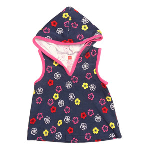 Blue/Pink Floral Hooded, front Blue/Pink Floral Hooded, front