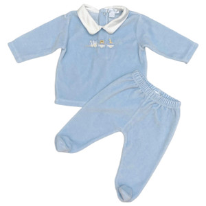 Used Blue/White Velour Train, front Used Blue/White Velour Train, front