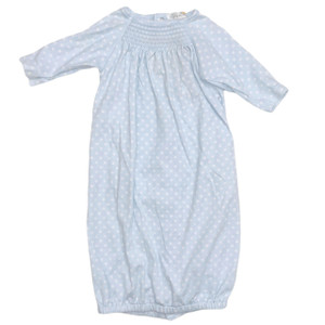 Blue/White Dots Smocked, front Blue/White Dots Smocked, front