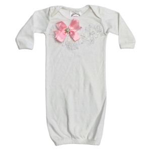 White/Pink Bow Lace, front White/Pink Bow Lace, front
